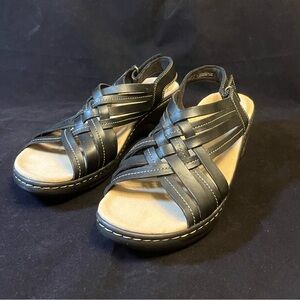 Clarks Lexi Carmen Black Leather Slip-On Sandals 11